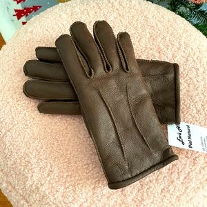 Handmade chocolate brown sheepskin/fur gloves
